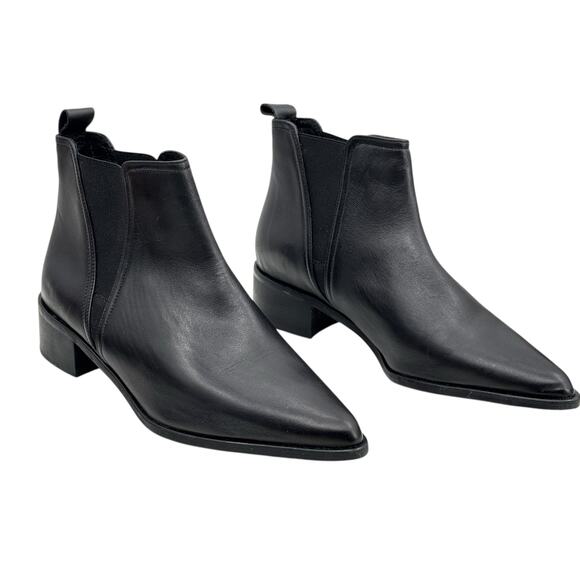 Fabianelli Leather Ankle Black Boots 10 Women's Point Toe Pull On Italy Classic - Picture 3 of 9